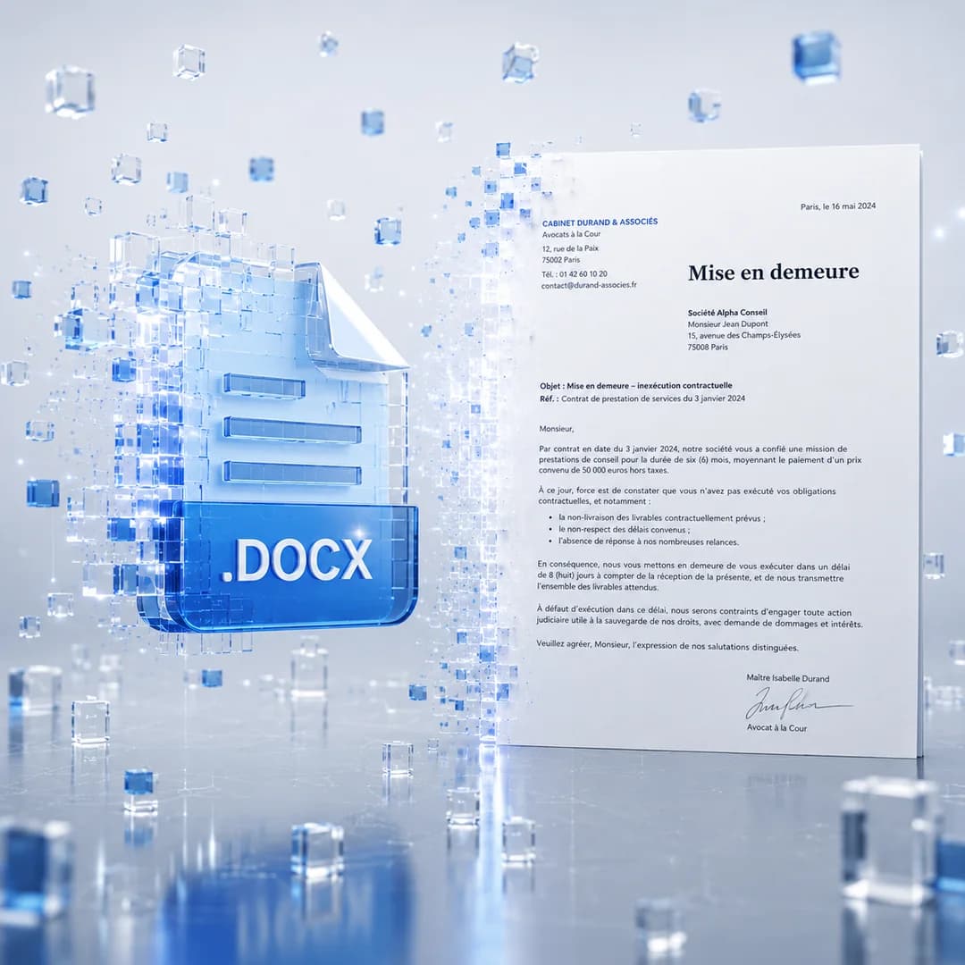 Ein erzeugtes Mahnschreiben, exportiert als formatiertes .docx-Dokument